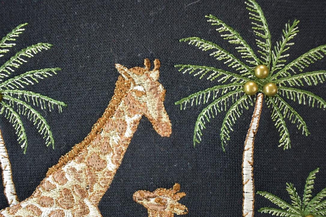 Vintage 1990s Bonworth Double Collar Giraffe Africa Crewneck Men's Medium from propervintagecanada