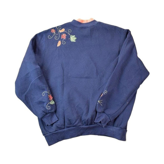 Vintage 1990s Bonworth Floral Embroidered Double Collar Crewneck Men's Large from propervintagecanada