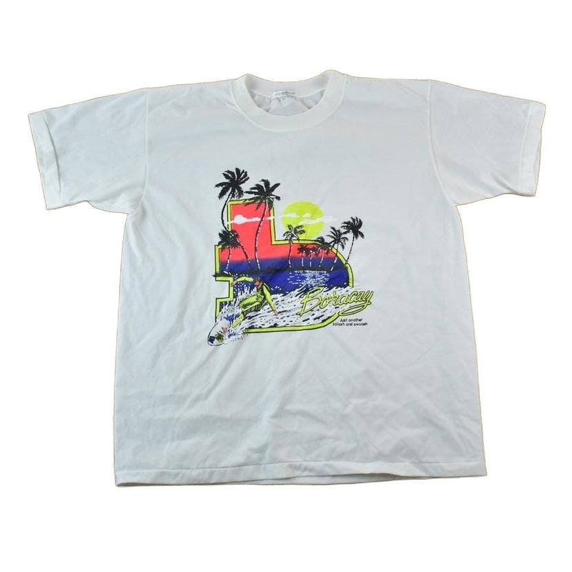 Vintage 1990s Boracay Surfing Souvenir Single Stitch Graphic Print T-Shirt Men's Large from propervintagecanada