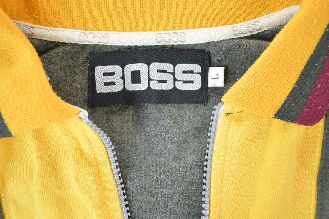 Vintage 1990s Boss Zip Up Polo Style Colour Block Shirt Men's XL from propervintagecanada