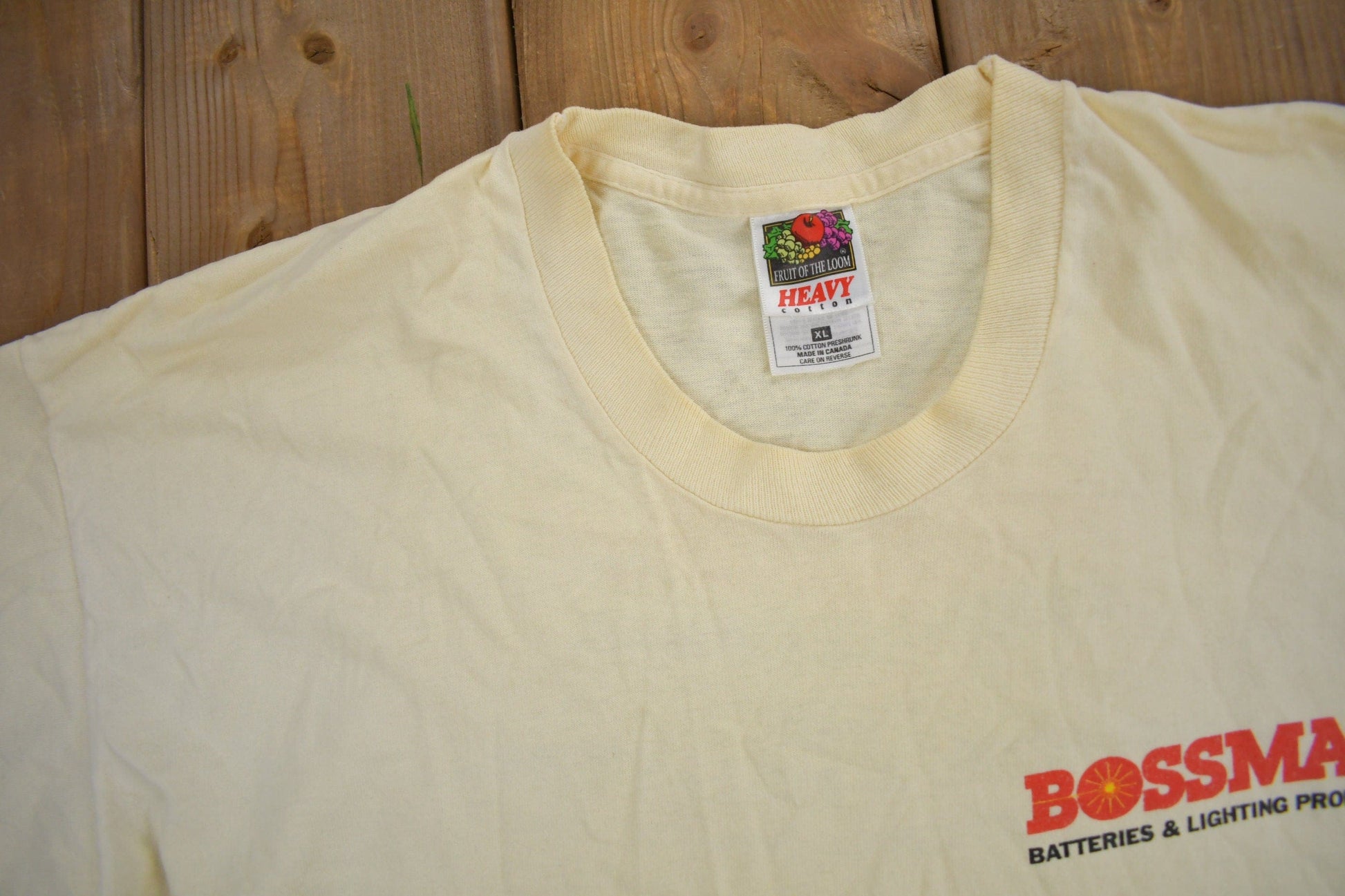 Vintage 1990s Bossman Battery Graphic T Shirt Men's XL from propervintagecanada