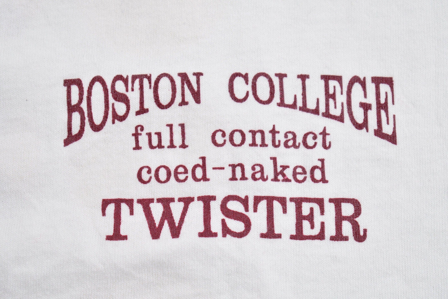 Vintage 1990s Boston College Parody Naked Twister Graphic T Shirt Men's XL from propervintagecanada