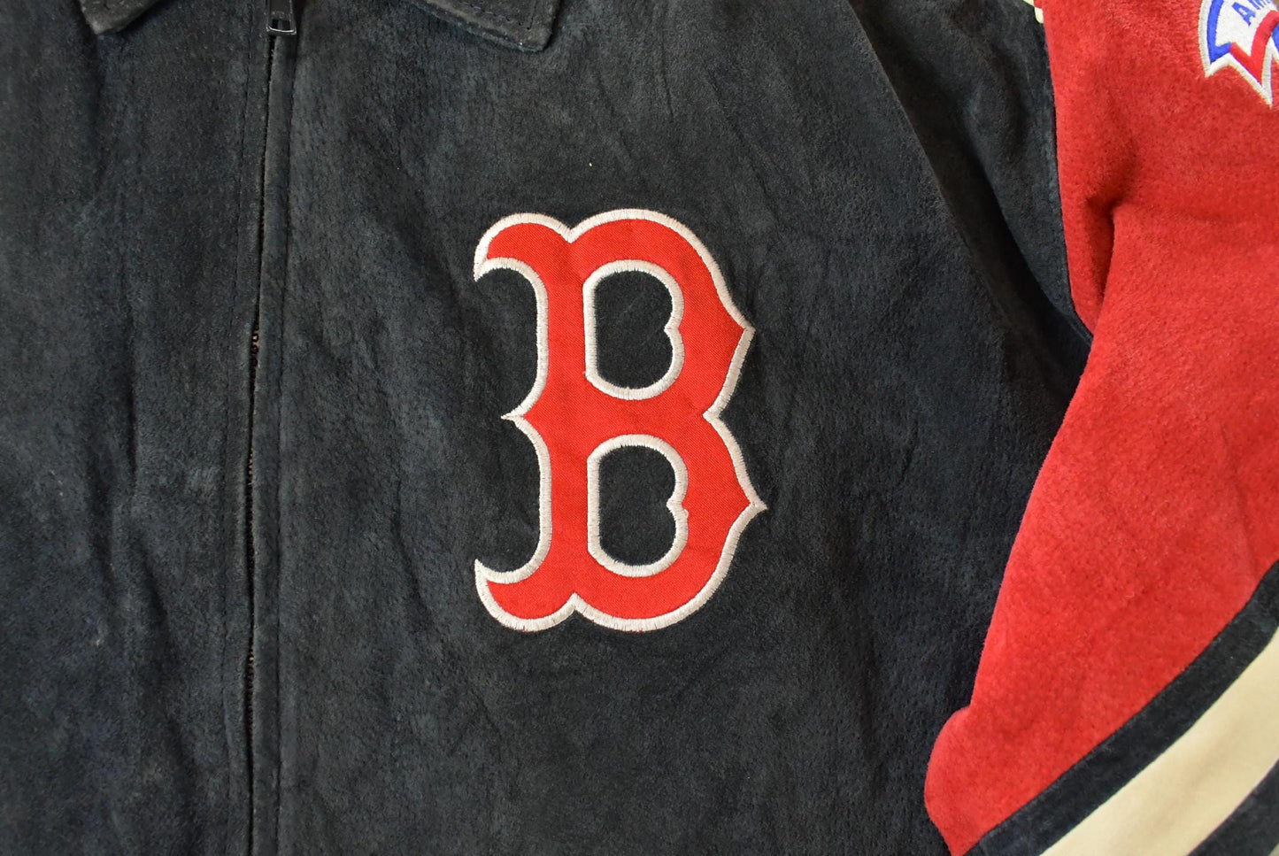 Vintage 1990s Boston Red Sox MLB Leather Suede Jacket Men's 2XL / G III Carl Banks / Sportswear / 90s Baseball / Embroidered from propervintagecanada