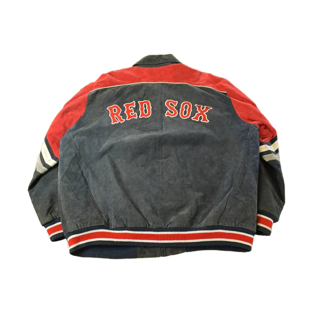 Vintage 1990s Boston Red Sox MLB Leather Suede Jacket Men's 2XL / G III Carl Banks / Sportswear / 90s Baseball / Embroidered from propervintagecanada