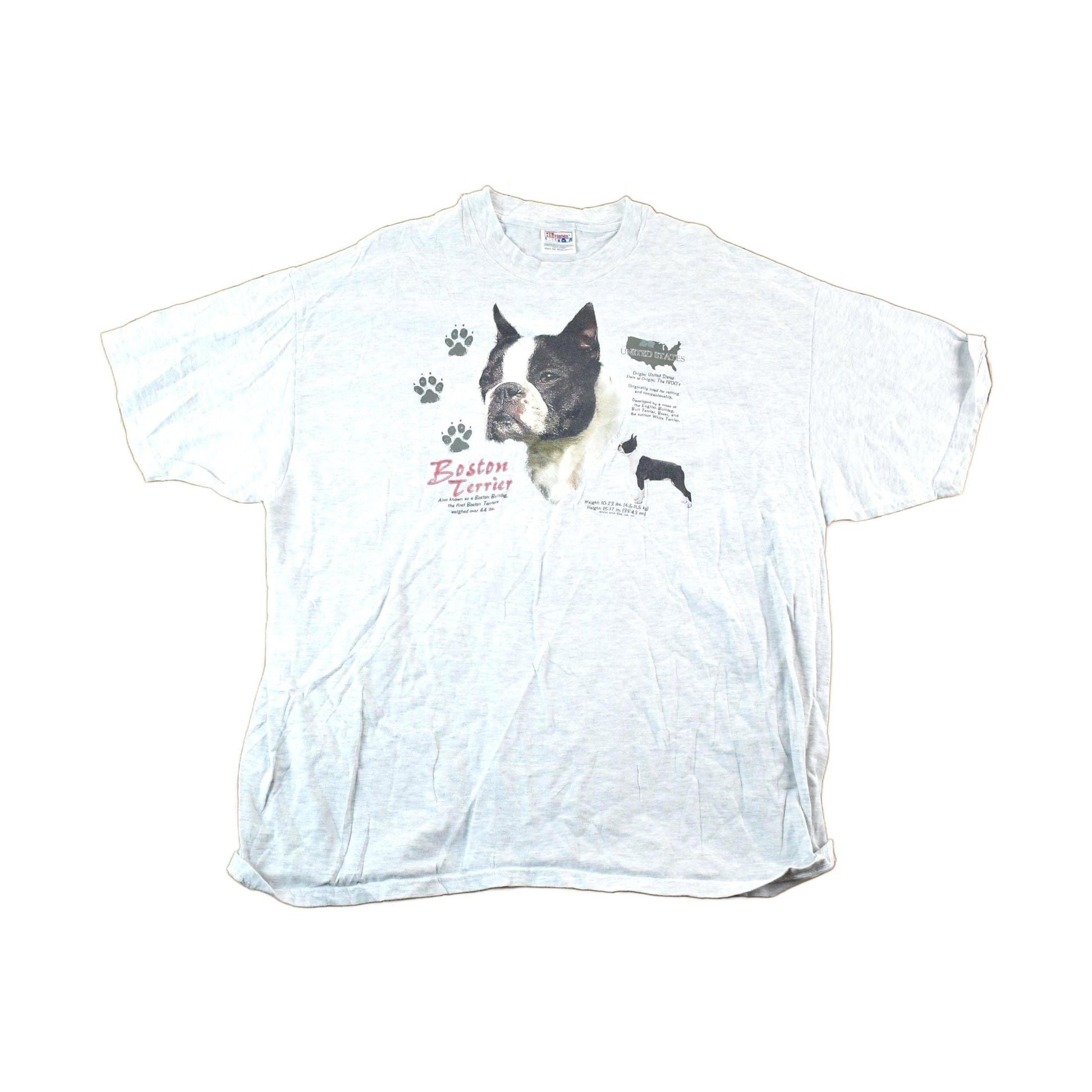 Vintage 1990s Boston Terrier Biography Outdoorsman T-Shirt Mens XL from propervintagecanada