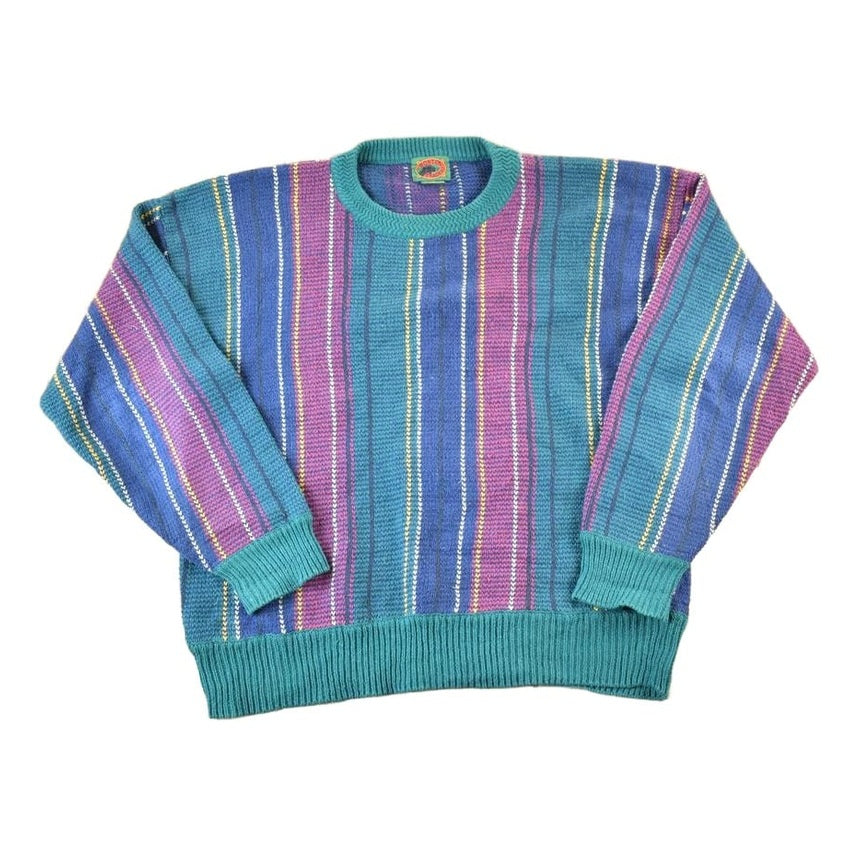 Vintage 1990s Boston Traders Knit Abstract Pattern Crewneck Sweater Mens M from propervintagecanada