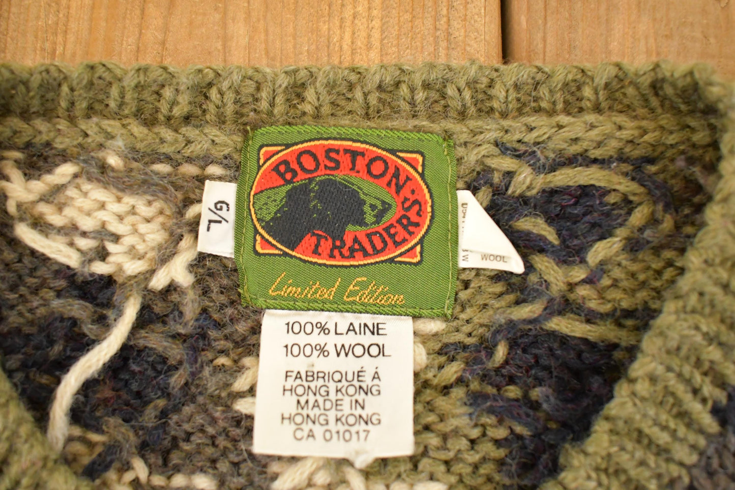 Vintage 1990s Boston Traders Wool Knit Sweater Men's L from propervintagecanada