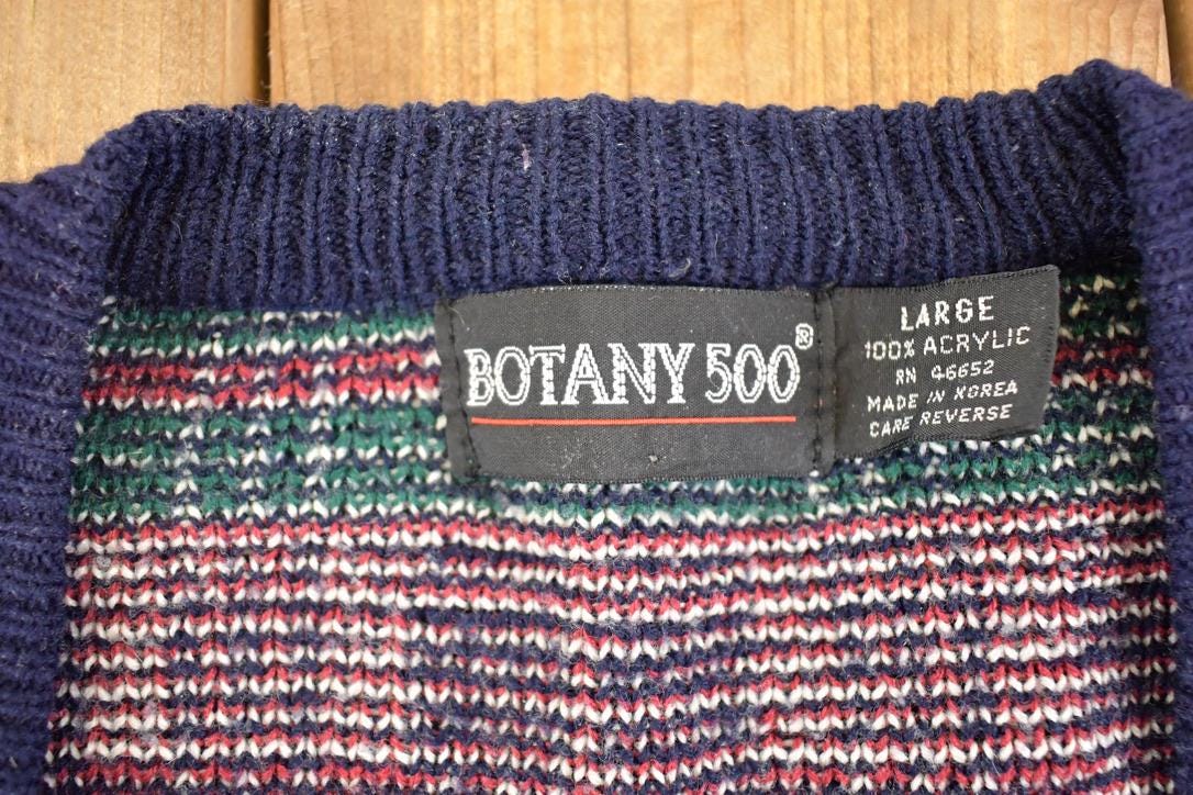 Vintage 1990s Botany 500 Knit Plaid Cardigan Sweater Mens XL from propervintagecanada