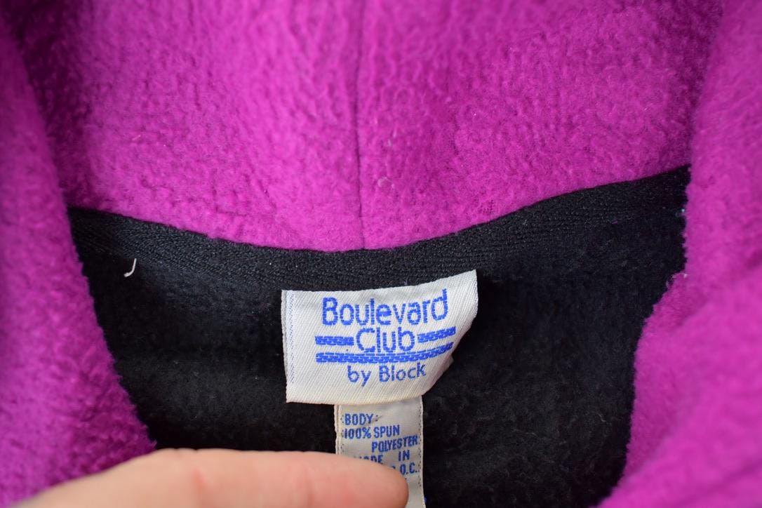 Vintage 1990s Boulevard Club By Block Fleece Quarter Zip Neon Sweater Women's XL from propervintagecanada