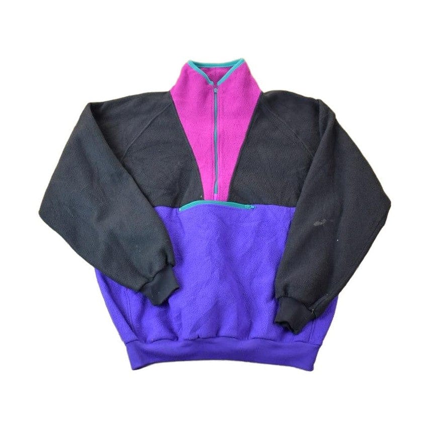 Vintage 1990s Boulevard Club By Block Fleece Quarter Zip Neon Sweater Women's XL from propervintagecanada