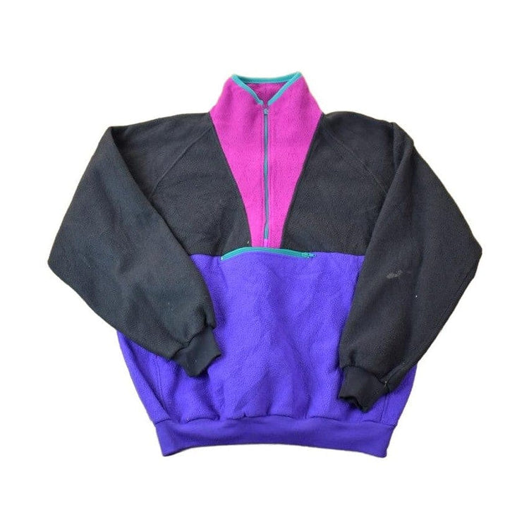 Vintage 1990s Boulevard Club By Block Fleece Quarter Zip Neon Sweater Women's XL from propervintagecanada