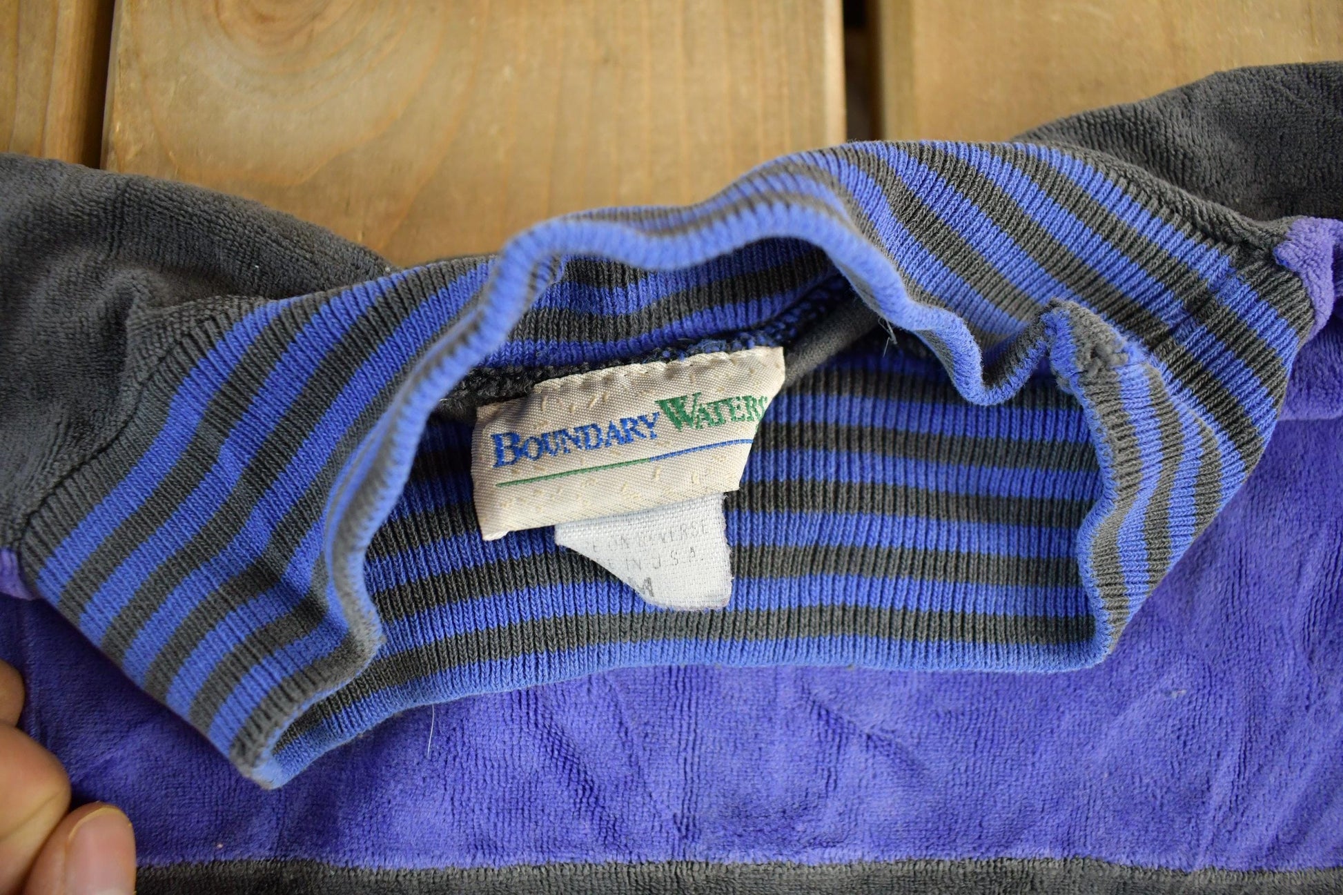 Vintage 1990s Boundary Waters Mockneck Velour Style Sweatshirt Adult Medium Men's Medium from propervintagecanada