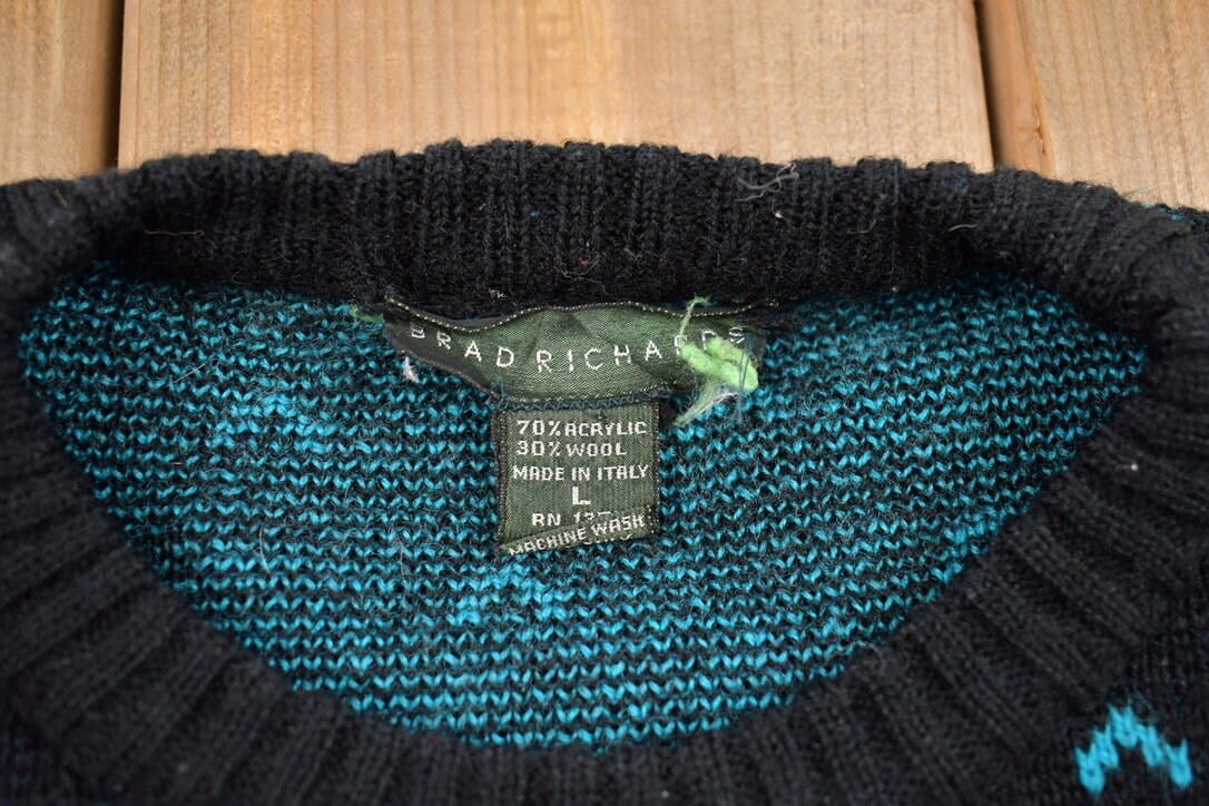 Vintage 1990s Brad Richards Wool Knitted Crewneck Sweater Men's Small from propervintagecanada