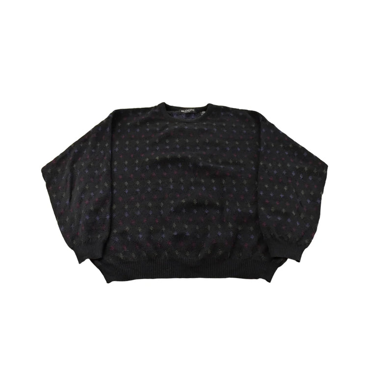 Vintage 1990s Brandini Abstract Wool Knit Crewneck Sweater Mens XL from propervintagecanada