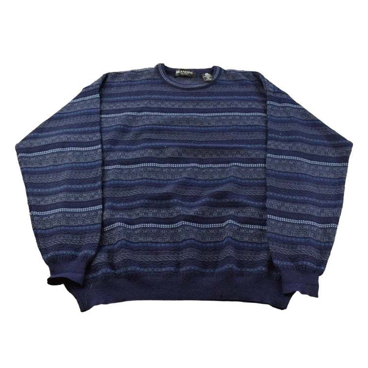 Vintage 1990s Brandini Wool Abstract Knit Crewneck Sweater Mens XL from propervintagecanada