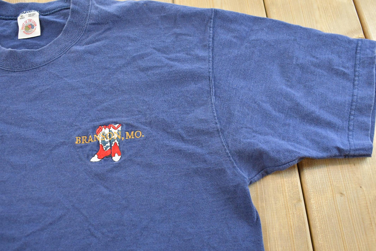 Vintage 1990s Branson Missouri Cowboy Boots Embroidered Graphic T-Shirt Mens XL from propervintagecanada