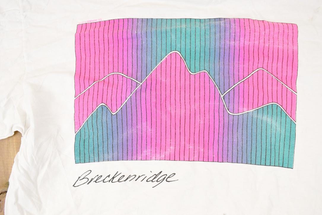 Vintage 1990s Breckenridge Souvenir Neon Mountains Travel T-Shirt Men's M from propervintagecanada