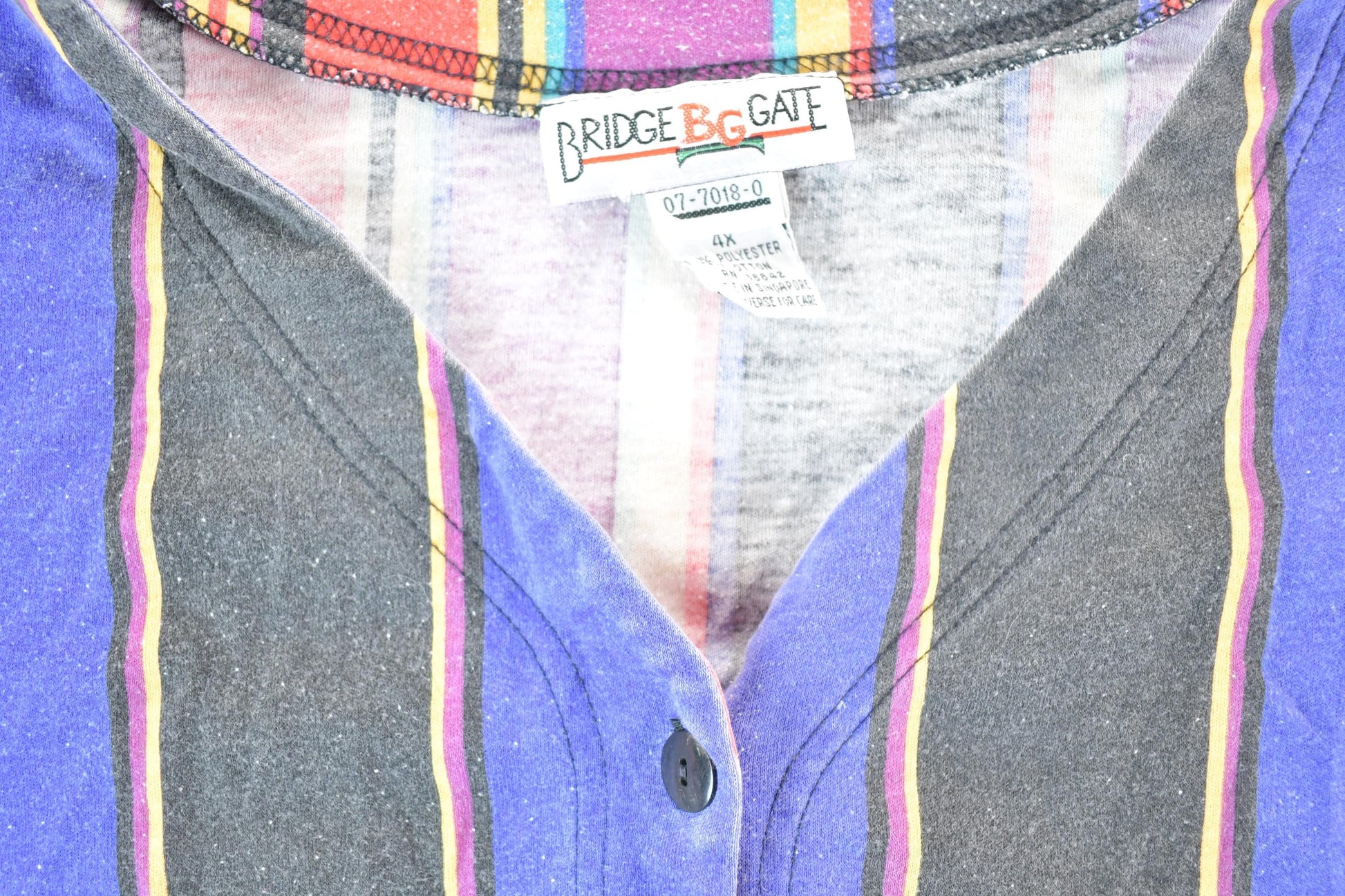 Vintage 1990s Bridgegate Baseball Style Striped Shirt Mens 3X from propervintagecanada