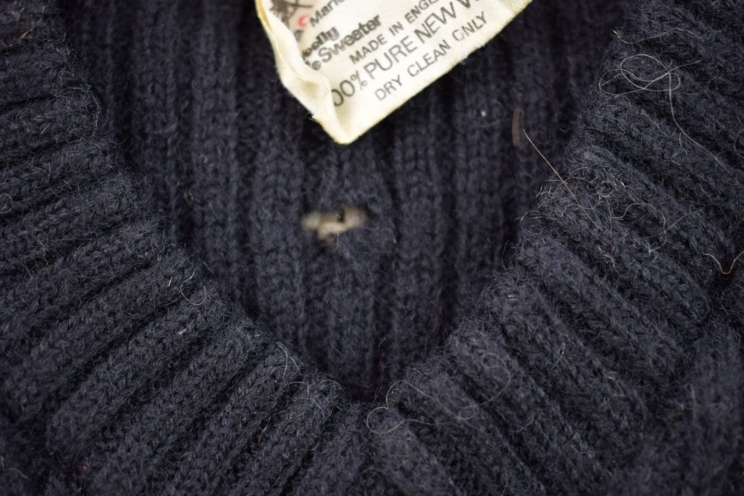 Vintage 1990s Brigade Quartermasters 100% Wool Knit Sweater Men's XS from propervintagecanada