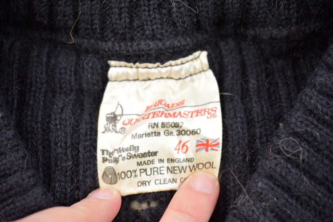 Vintage 1990s Brigade Quartermasters 100% Wool Knit Sweater Men's XS from propervintagecanada