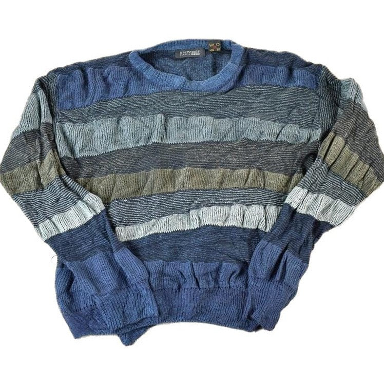 Vintage 1990s Britches Classic Sport Knit Abstract Pattern Crewneck Sweater Men's Small from propervintagecanada
