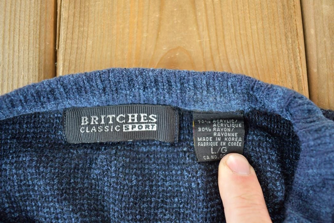 Vintage 1990s Britches Classic Sport Knit Abstract Pattern Crewneck Sweater Men's Small from propervintagecanada