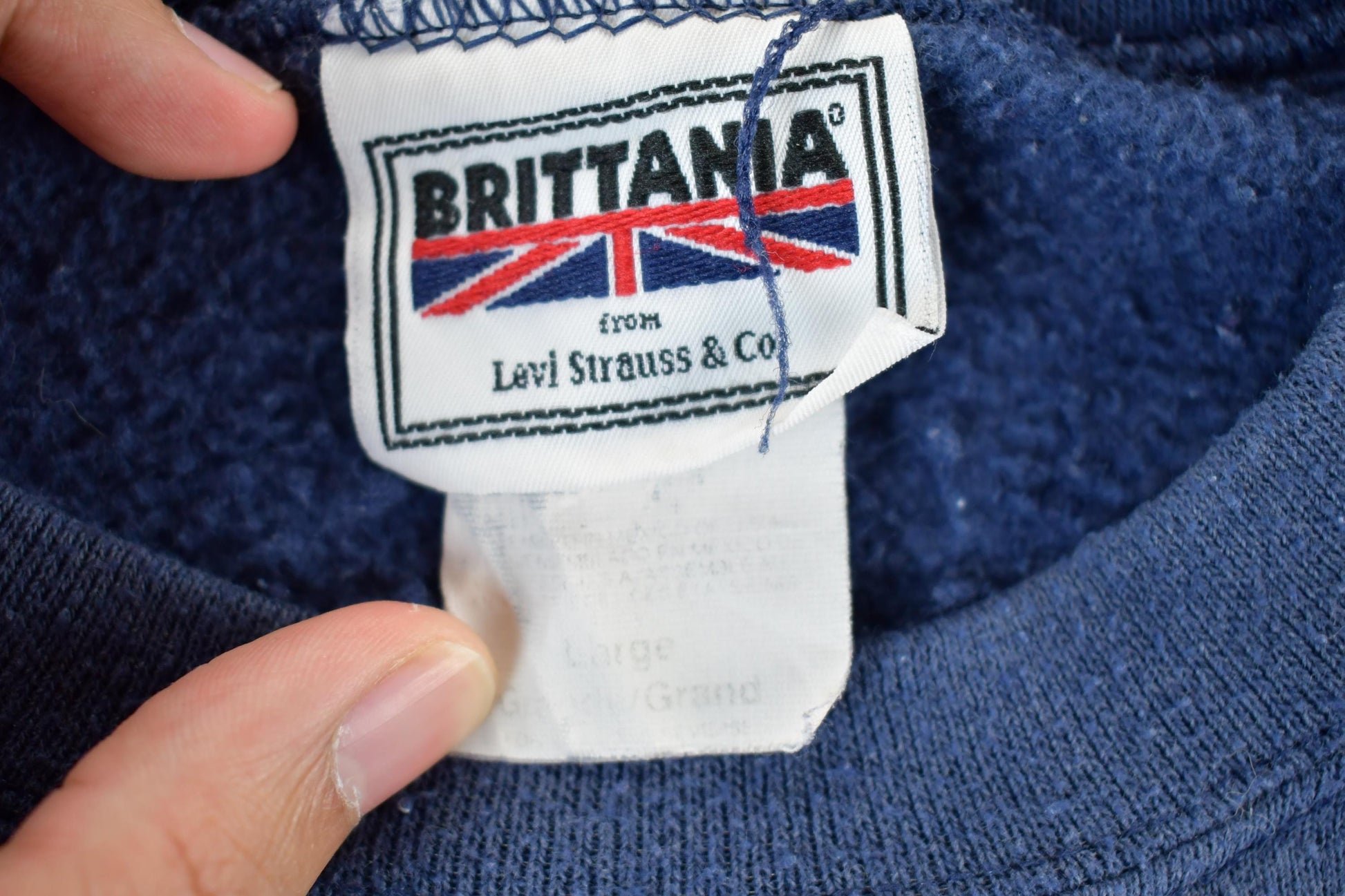 Vintage 1990s Brittania by Levi's Blank Blue Crewneck Sweatshirt Men's Medium from propervintagecanada