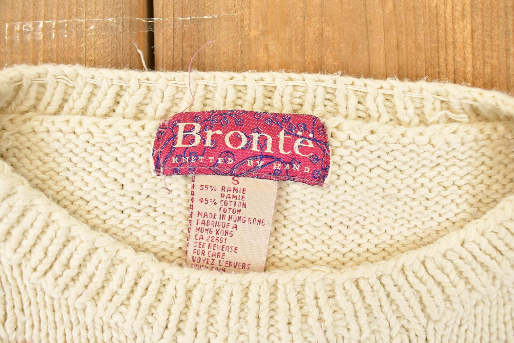 Vintage 1990s Bronte Hand Knit Floral Crewneck Sweater Womens S from propervintagecanada