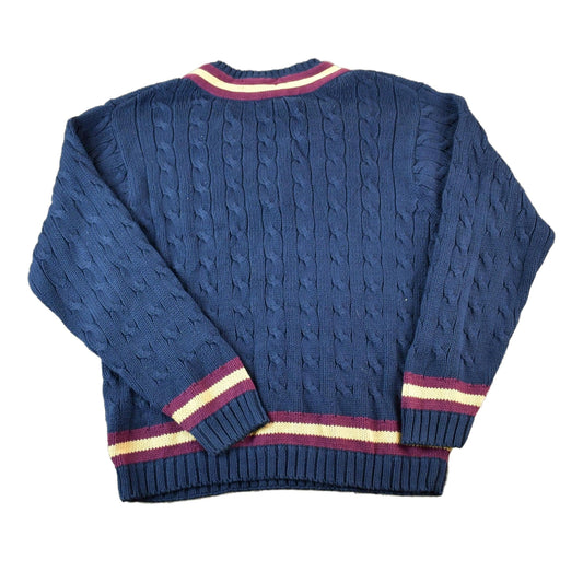 Vintage 1990s Brooks Brothers Preppy V Neck 3D Colored Cable Knit Sweater Men's XL from propervintagecanada