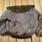 Vintage 1990s Brown Leather Bomber Shearling Collar Jacket Made In USA from propervintagecanada