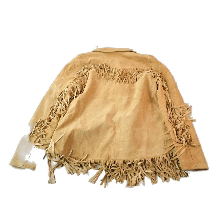 Vintage 1990s Brown Suede Leather Fringe Jacket Women's S from propervintagecanada