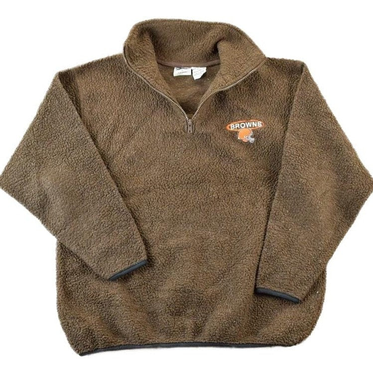 Vintage 1990s Browns NFL Fleece Quarter Zip Sweatshirt Men's XL from propervintagecanada