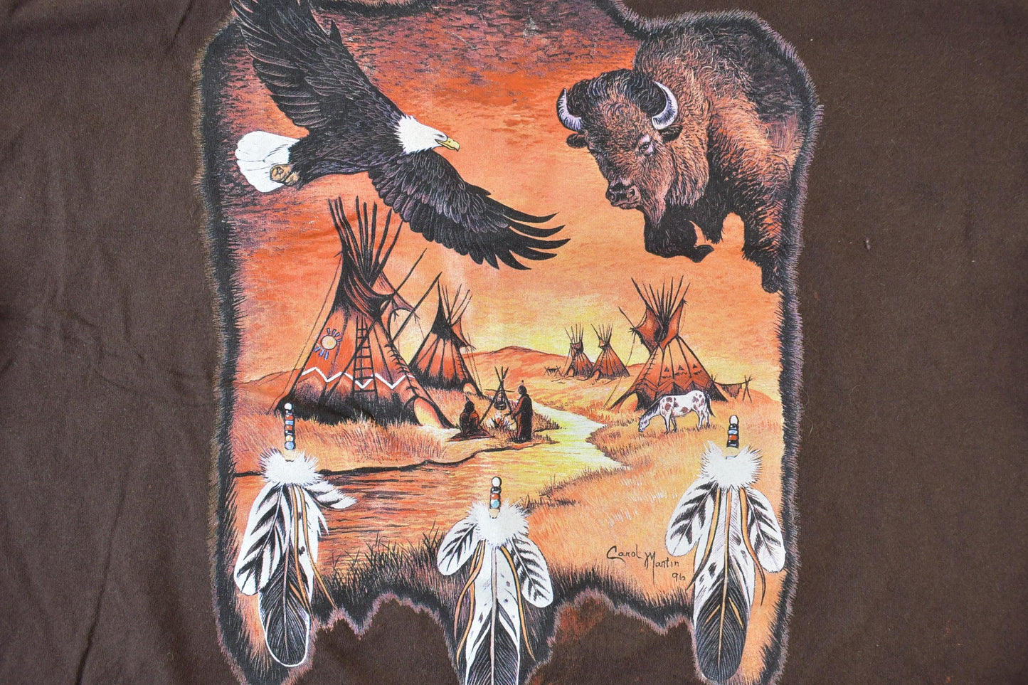 Vintage 1990s Buffalo Ranch Aztec Graphic T-Shirt Men's XL from propervintagecanada