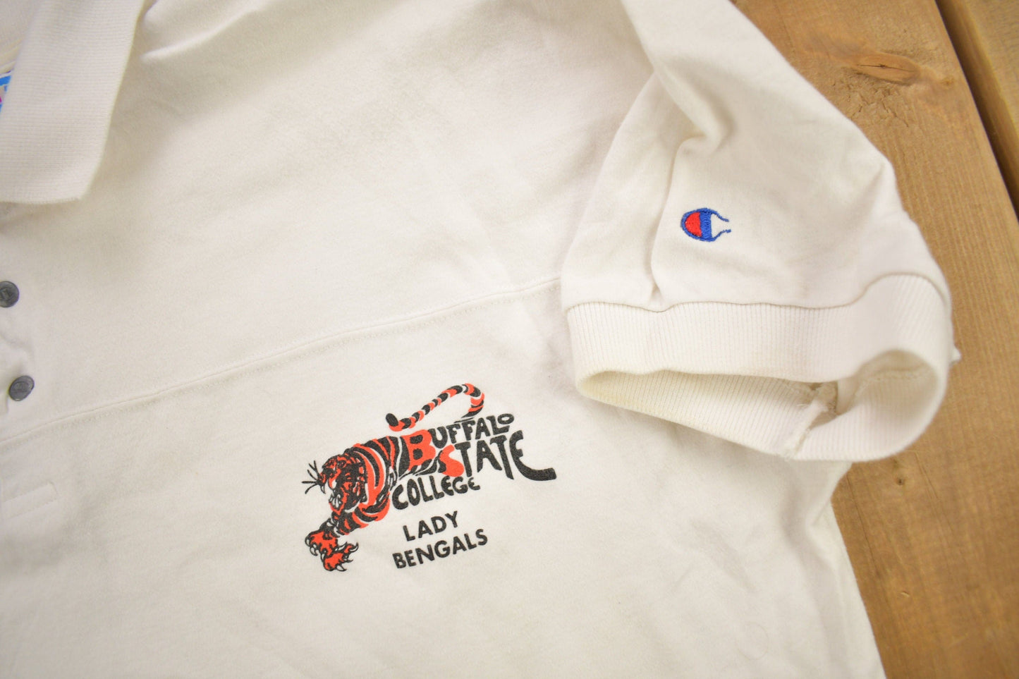 Vintage 1990s Buffalo State College Lady Bengal's Collegiate Champion T-Shirt Men's Large from propervintagecanada