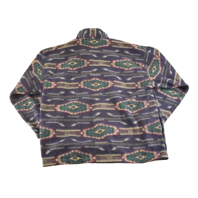 Vintage 1990s Bugle Boy AOP Aztec Fleece Full Zip Sweater Men's L from propervintagecanada