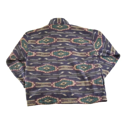 Vintage 1990s Bugle Boy AOP Aztec Fleece Full Zip Sweater Men's L from propervintagecanada