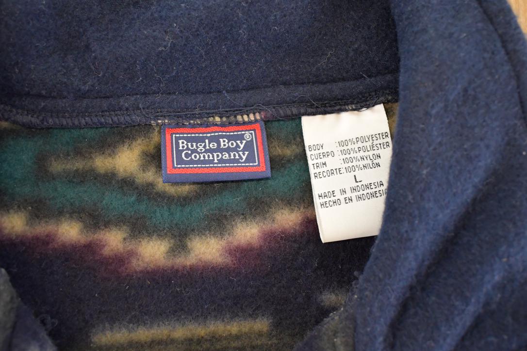 Vintage 1990s Bugle Boy AOP Aztec Fleece Full Zip Sweater Men's L from propervintagecanada