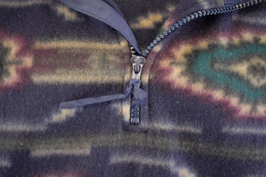 Vintage 1990s Bugle Boy AOP Aztec Fleece Full Zip Sweater Men's L from propervintagecanada