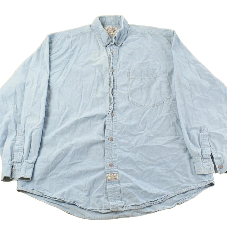 Vintage 1990s Bugle Boy Gold Crest Denim Button Up Shirt Men's Large from propervintagecanada