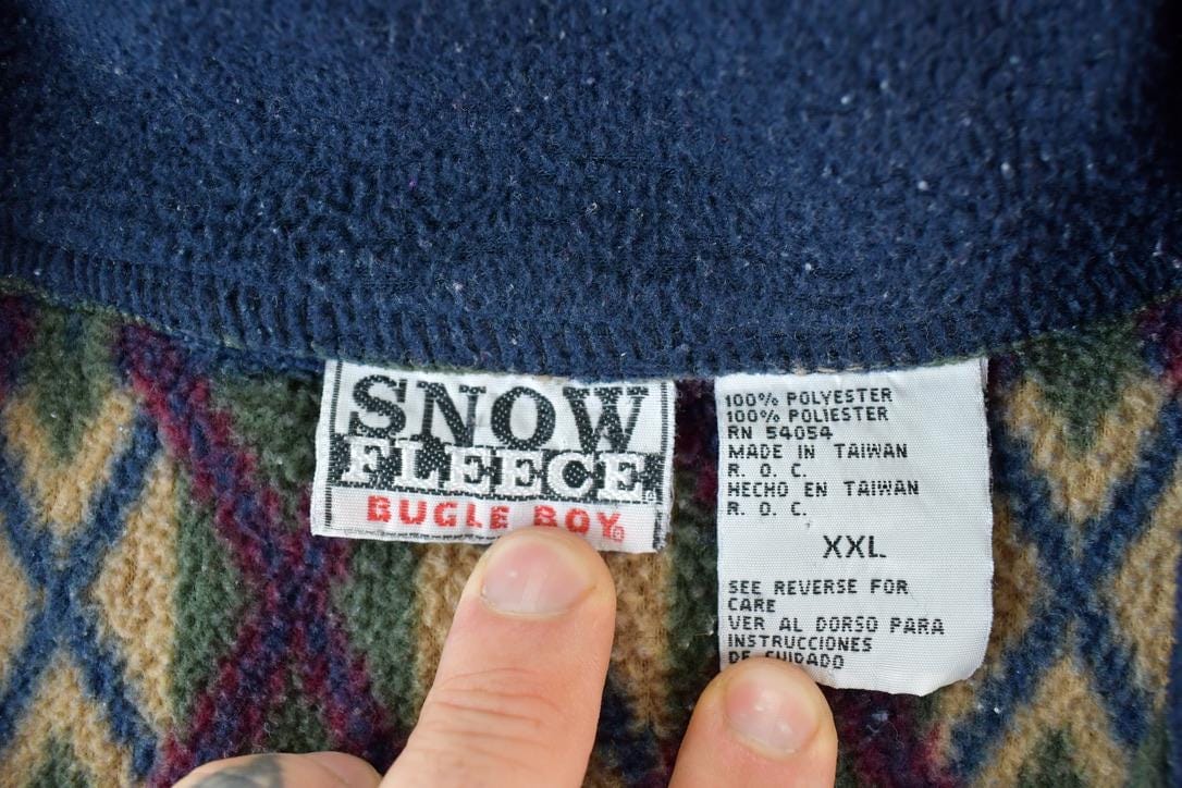 Vintage 1990s Bugle Boy Snow Fleece Outdoorsman Sweater Men's XL from propervintagecanada