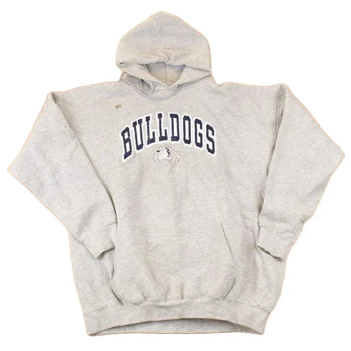 Vintage 1990s Bulldogs Embroidered University Hoodie Sweater Mens XL from propervintagecanada