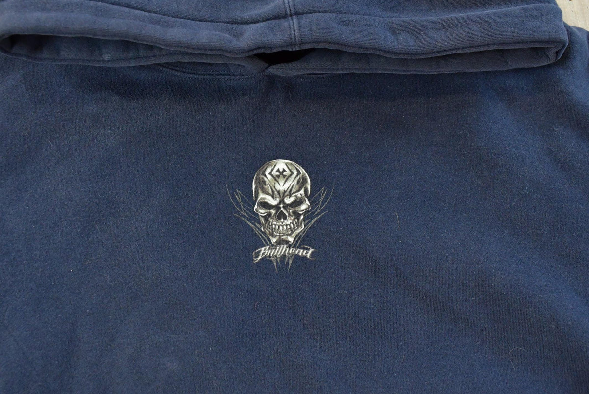 Vintage 1990s Bullhead Skull 8 Ball Graphic Hoodie Men's XL from propervintagecanada