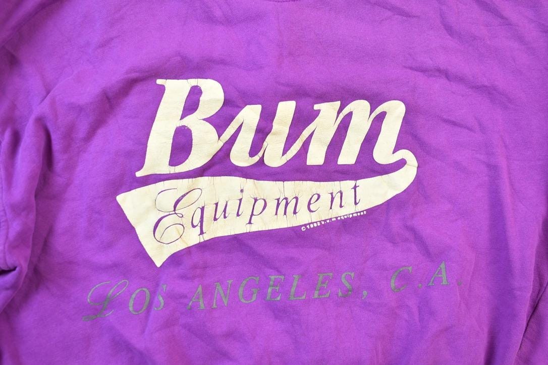 Vintage 1990s BUM Equipment Los Angeles California Varsity Button Up Sweatshirt Men's Large from propervintagecanada
