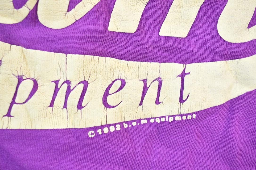 Vintage 1990s BUM Equipment Los Angeles California Varsity Button Up Sweatshirt Men's Large from propervintagecanada