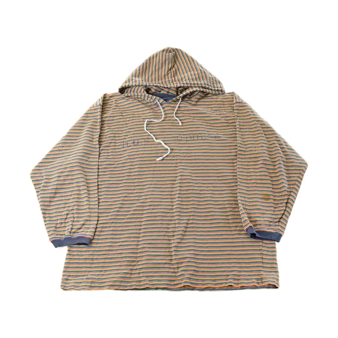 Vintage 1990s Bum Equipment Striped Hoodie Sweatshirt Men's XL from propervintagecanada