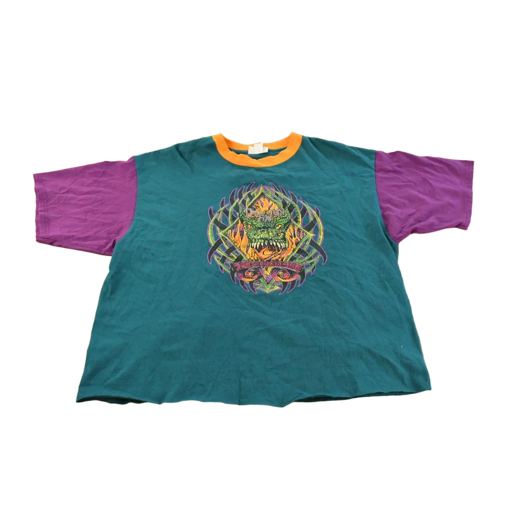 Vintage 1990s Busch Gardens Dragon Fire Graphic T-Shirt Men's XL from propervintagecanada