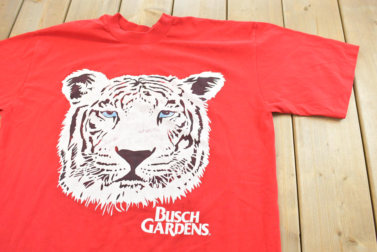 Vintage 1990s Busch Gardens White Tiger Single Stitch Sleep T-Shirt Mens Men's Large from propervintagecanada