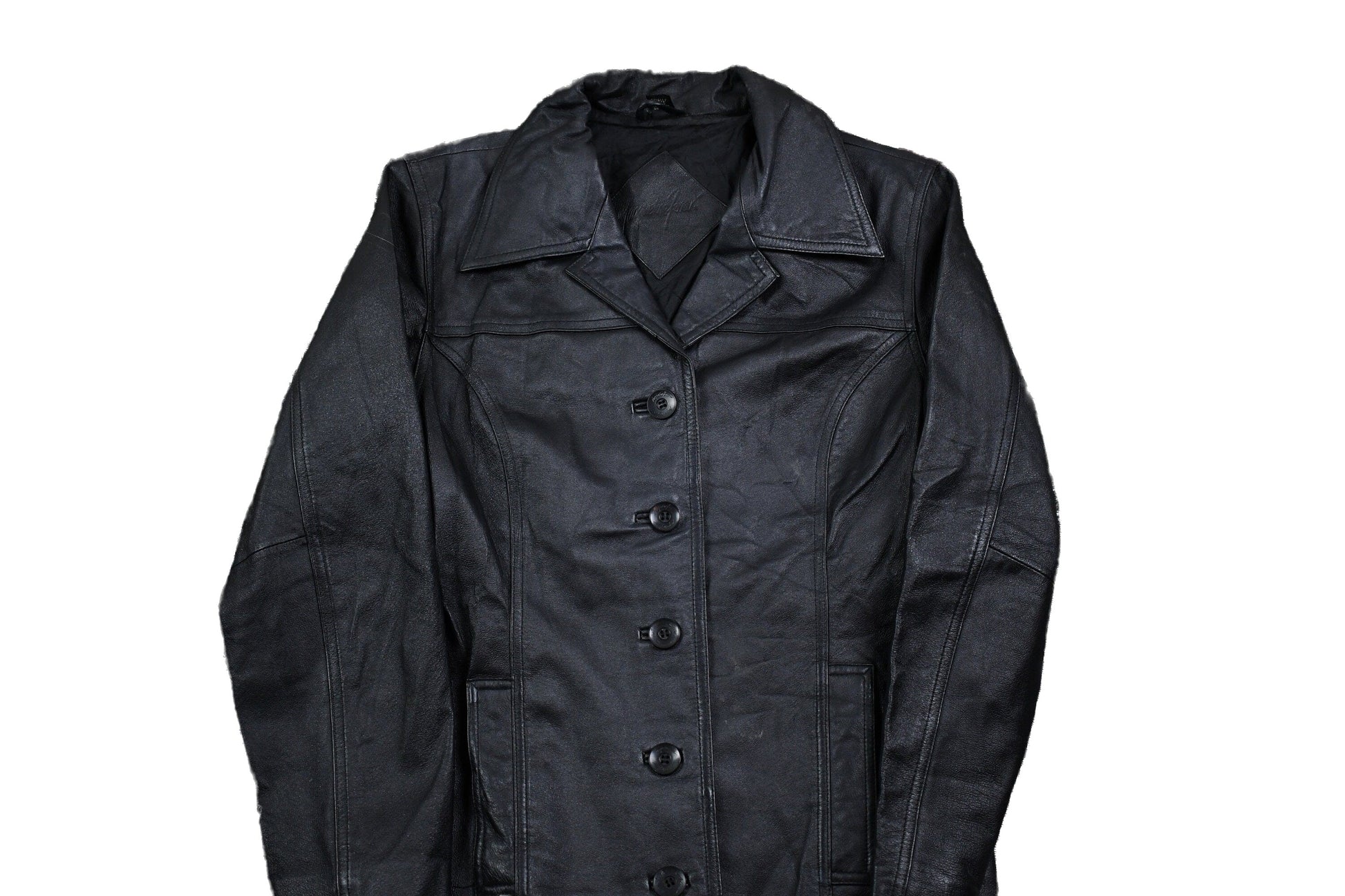 Vintage 1990s Button Up Leather Coat Women's Small from propervintagecanada