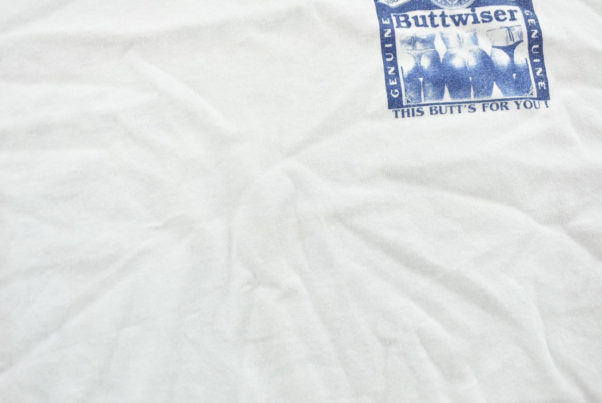 Vintage 1990s Buttwiser Parody Beer Graphic T-Shirt Mens L from propervintagecanada