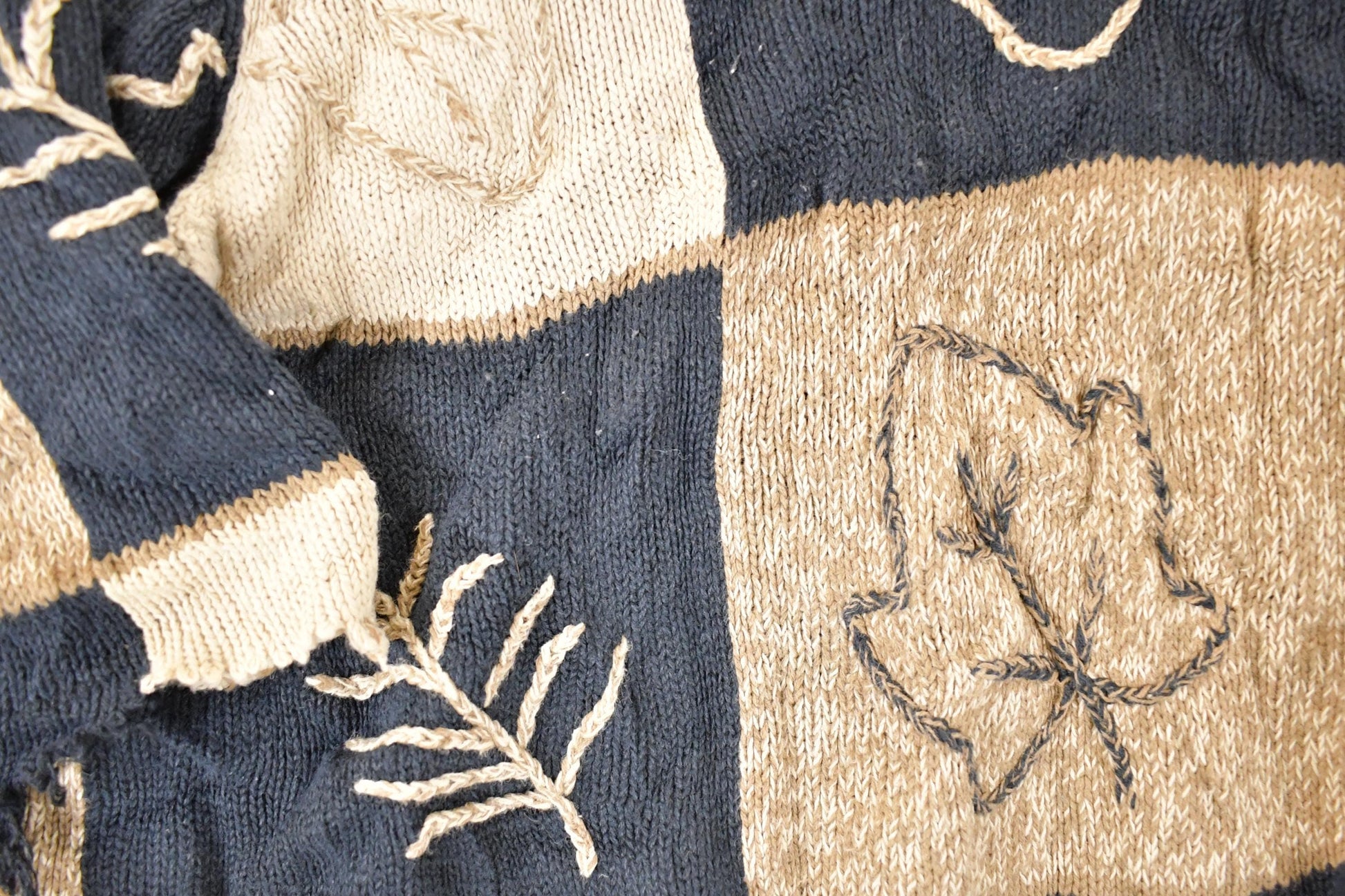 Vintage 1990s C.J Banks Hand Embroidered Leafy Abstract Knit Cardigan Sweater Women's 3X Boxy from propervintagecanada